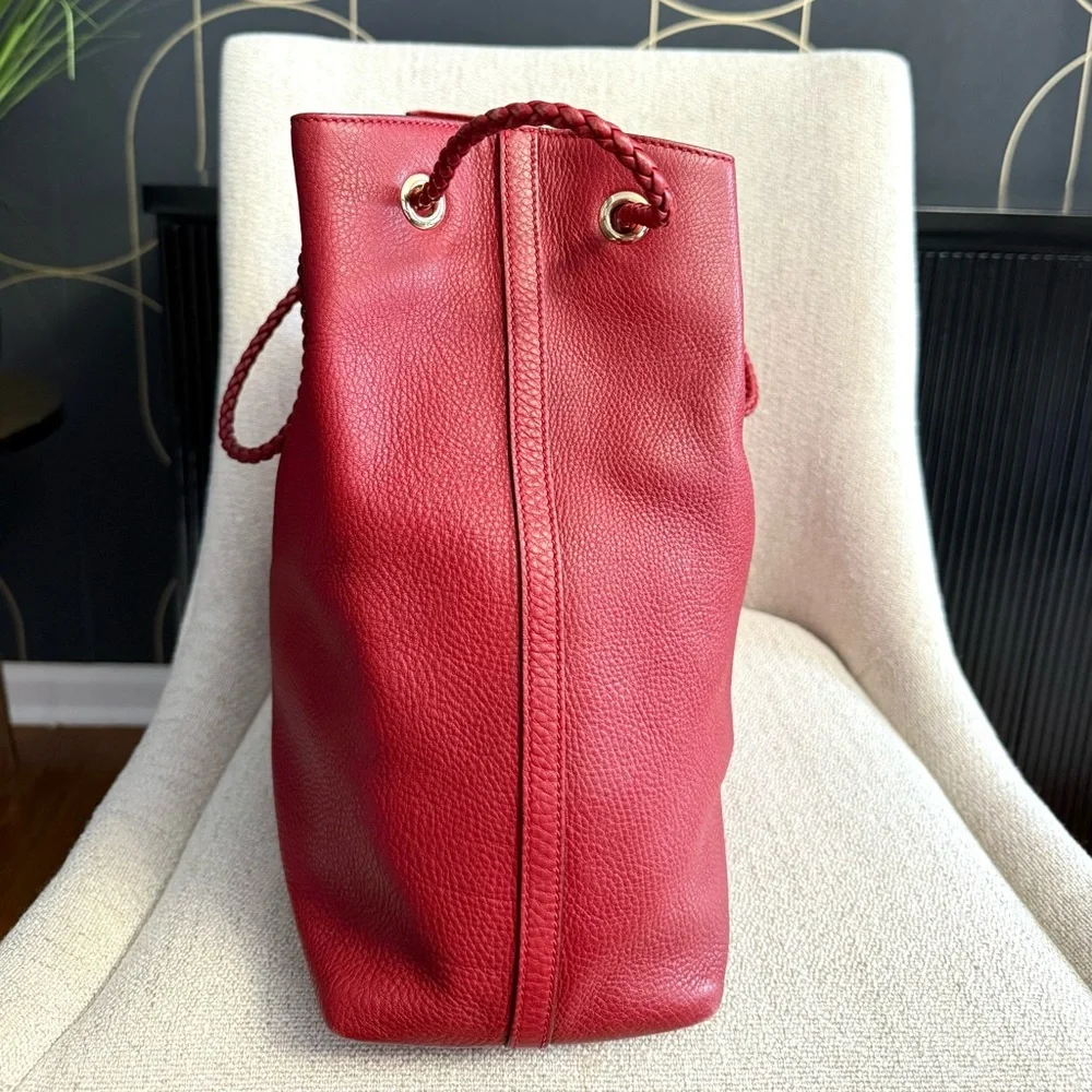 Authentic Gucci dark red leather large tote bag - Picture 4 of 16